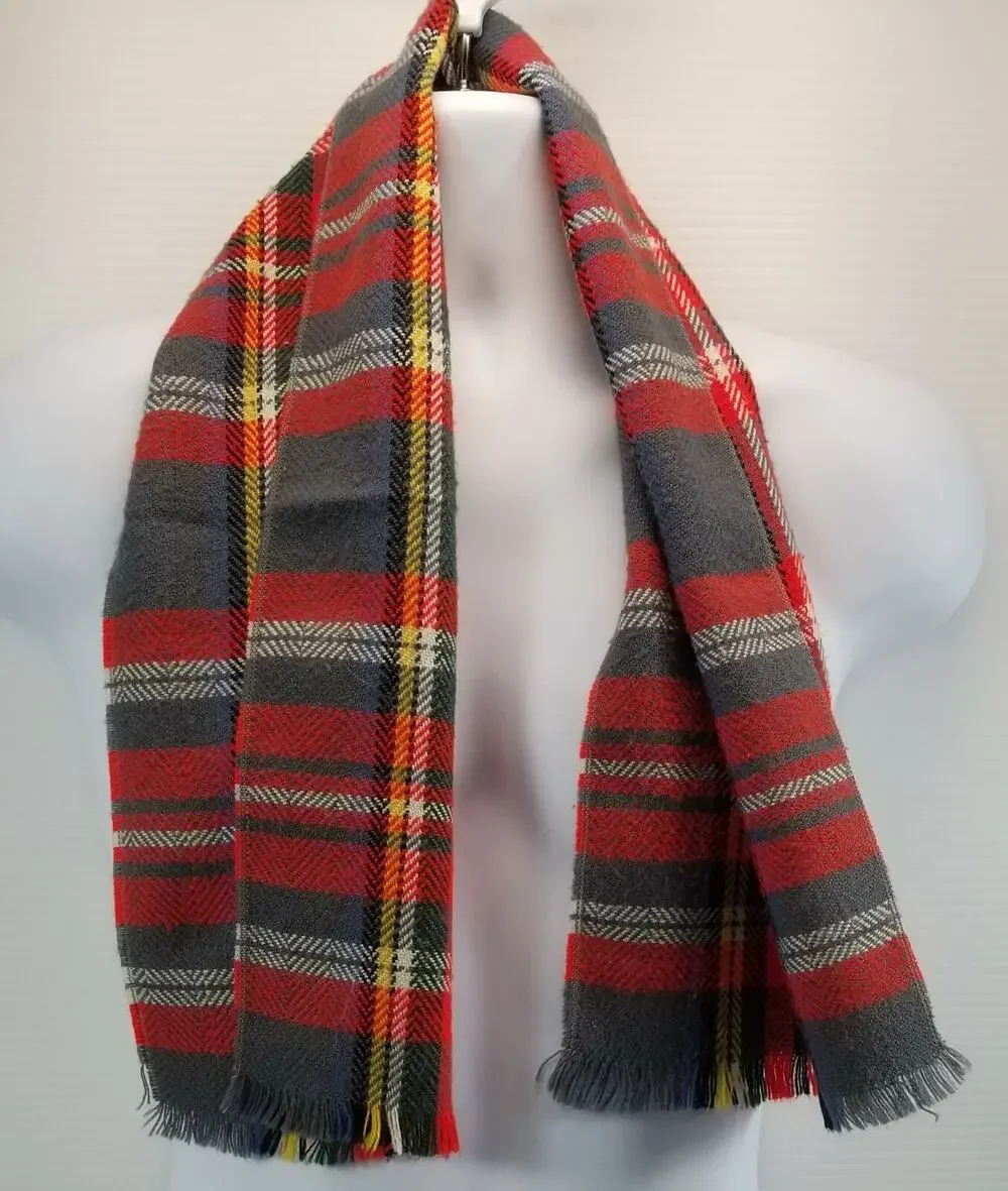 II) Women's Tartan Plaid Checkered Fringed Tassel Scarf Red Black